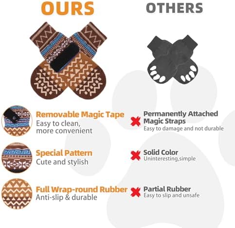 KOOLTAIL Dog Socks to Prevent Licking Paws for Hardwood Floors Anti Slip,Warm Winter Pet Boots&Paw Protector with Grippers,Double Sides Puppy Shoes Booties for Small Medium Large Senior Dogs S - Image 4