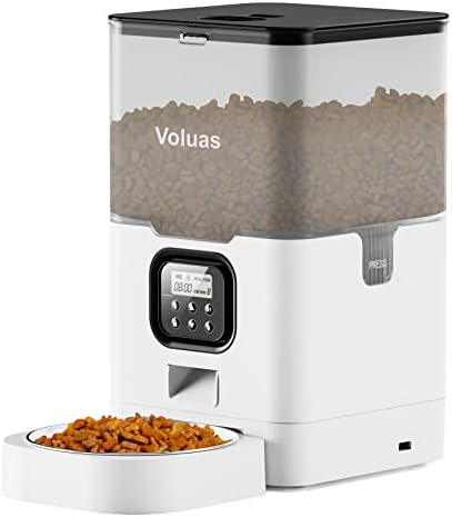VOLUAS Automatic Cat Feeder, 6L Timed Dry Food Dispenser for Cats & Dogs by Voluas