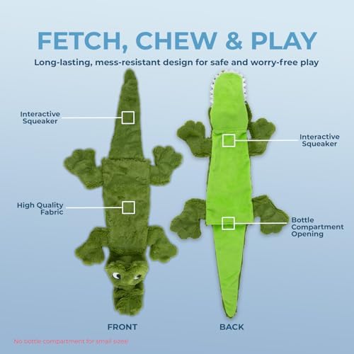 Best Pet Supplies 2-in-1 Stuffless Squeaky Dog Toy - Duck&Alligator, Small - Image 3