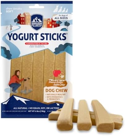 Himalayan Dog Chew PB Apple Crisp Yogurt Sticks | Prebiotic & Probotic Protein Rich | Lactose Free - Gluten Free - Corn Free - Grain Free | USA Made | All Breeds | Droolicious Dog Treats | 5 Pieces by HimalayanDogChew