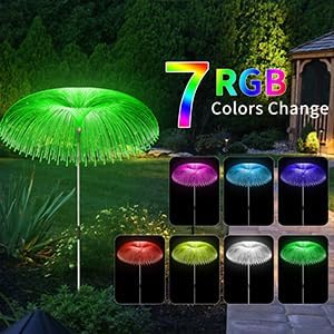 Solar Garden Lights 7 Color Changing Warm White Jellyfish lamp Decor | 6 sets is more cost-effective， Enlarged solar Panel，12Hour All-Night Glow IP65 All Weather Proof，Dusk-to-Dawn Auto Sensor - Image 2