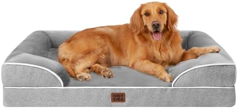 EHEYCIGA Orthopedic Dog Beds Large Sized Dog, Waterproof Memory Foam Pet Bed with Sides, Non-Slip Bottom Large Pet Bed with Washable Removable Cover, Grey by EHEYCIGA