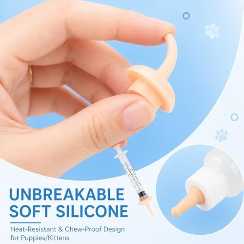 Pet Feeding Kit for Newborn Kittens & Puppies, Kitten Feeding Bottle with Soft Silicone Nipples, Nursing Syringes for Small Animals, Kitten Milk Feeder Set for Rabbit, Hamster - Image 6