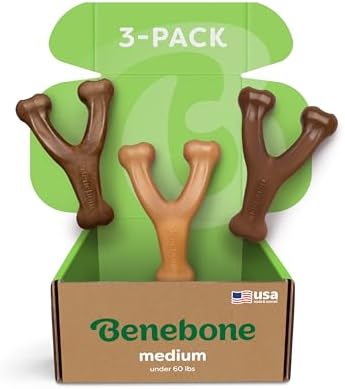 Benebone 3-Pack Wishbone Dog Chew Toy for Aggressive Chewers, Medium by Benebone