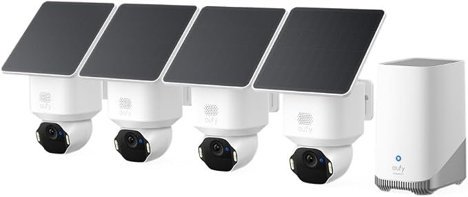 eufy Security SoloCam E42 4-Cam Kit, 4K Security Camera Wireless Outdoor, Solar Powered, AI Motion Tracking, Strobe Light, Pan & Tilt, Facial Recognition, Built-in Local Storage (Up to 16TB) by Unknown