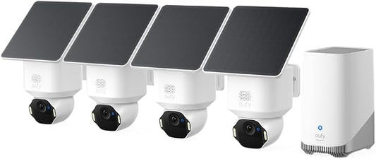eufy Security SoloCam E42 4-Cam Kit, 4K Security Camera Wireless Outdoor, Solar Powered, AI Motion Tracking, Strobe Light, Pan & Tilt, Facial Recognition, Built-in Local Storage (Up to 16TB) by Unknown