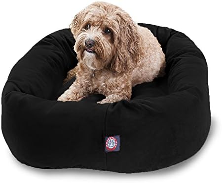 Majestic Pet Suede Calming Dog Bed, 32 Inch Medium, Round, Washable, Black by MajesticPet