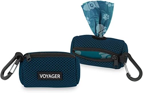 Best Pet Supplies Dog Poop Bag Holder Leash Attachment with Reusable Dispenser for Travel, Walking, Park, and Outdoor Use, Durable with Clip-On - Prussian Blue, Pack of 2, Mesh Dispenser w/30 Bags by BestPetSuppliesLLC