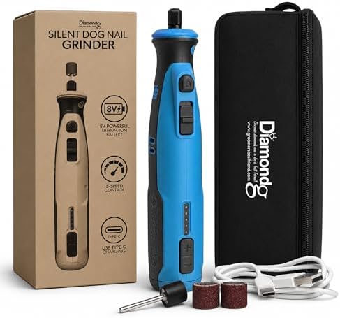 Diamondg Cordless Dog Nail Grinder - Quiet Sound with LED Light, Blue by Diamondg