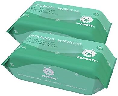 Natural Pet Grooming Wipes, 100 Fresh Counts, Extra Moist & Thick for Dogs & Cats, Puppies & Kittens by PUPMATE