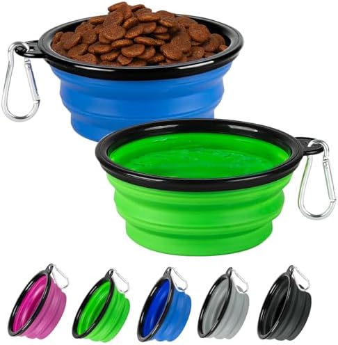 Collapsible Dog Bowl for Travel,2-Pack 12oz Pet Portable Water Food Bowls by HOSCAPE