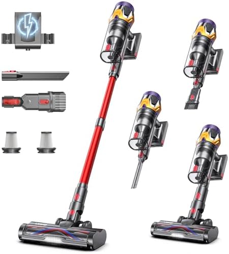 Cordless Vacuum Cleaner, Upgraded 55KPA 650W 70Mins Stick Vacuum with Hurricane Mode, Self-Standing, Touch Screen, 1.8L Dust Cup, Anti-tangle Wireless Vacuum, Vacuum Cleaners for Home/Pet Hair/Carpets by Uosogi