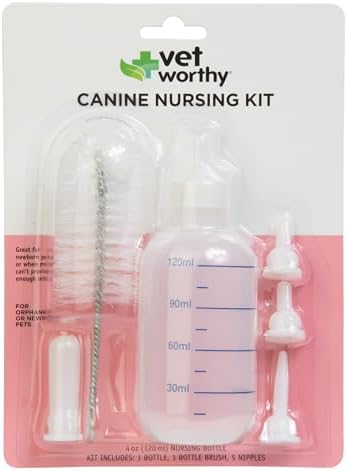 Vet Worthy 7-piece Canine Nursing Kit – 4oz Bottle, 4 Nipples, & Brush by VetWorthy