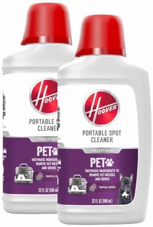 Hoover Pet Portable Spot Cleaner Solution,32 oz.,Tropical Breeze Scent,Upholstery and Carpet Shampoo Solution,Eliminates Pet Messes and Odors,Designed CleanSlate Spot Cleaner,(Pack of 2) by Hoover