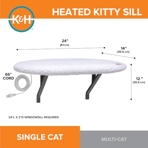 K&H Cat Window Perch, Heated Kitty Sill, Safety Listed, 24x14in, Fleece - Image 2