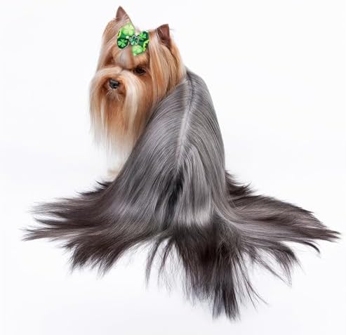 20Pcs/10 Pairs St. Patrick's Shamrock Yorkie Dog Puppy Hair Bows with Rubber Bands Hair Accessories Bow Pet Grooming Cute Irish Holiday Pet Small Hair Bowknot (St. Patrick's Day) - Image 2
