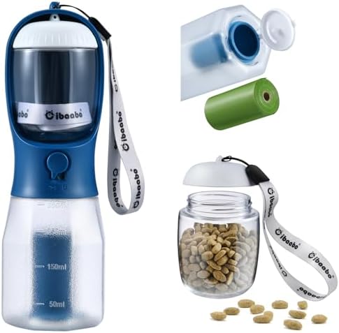 Cibaabo Dog Water Bottle with Food Container & Poop Bag Holder & Filter by Cibaabo