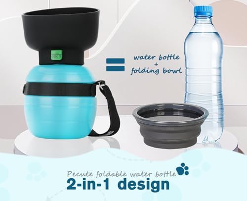 Pecute Portable Dog Water Bottle, 2 in 1 Cat Dog Travel Water Bottle Bowl Leakproof with Double Seal, BPA Free, Lightweight, Pet Small Animal Water Bottel Dispenser for Outdoor Walking Hiking Travels - Image 3