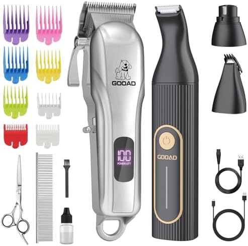 Dog Clippers Grooming Kit with Paw Trimmer for Thick/Matted/Knotted/Hair by Gooad