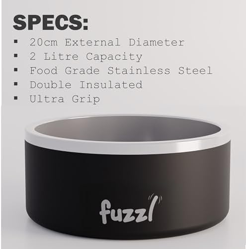Fuzzl Titan Dog Bowl 8 inch - Matt Black Insultated Thermal Bowl for Indoors and Outdoors with Rubber Base - Versatile Dog Bowls and Water Bowl for Hydration and Feeding for Large and XL Dogs - Image 3