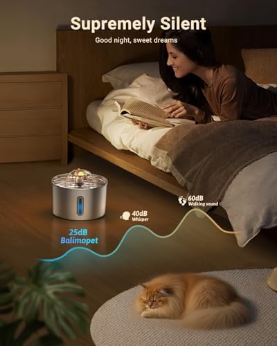 Cat Water Fountain Stainless Steel - 74oz/2.2L Automatic Large Pet Watering Bowl Dispenser for Indoor Dogs - Drinking Fountains with 3 Filter, Gifts for Cats and Kitty - Dog Waterer Bowls No Spill - Image 4