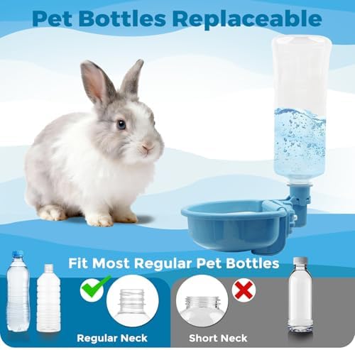 VANNON Anti-Splash Pet Water Bowl for Crates, 23oz Gravity Dispenser, Blue - Image 2