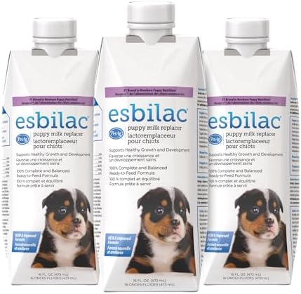PetAg Esbilac Puppy Milk Replacer Liquid - 16 oz, Pack of 3 - Resealable, Ready-to-Feed Formula with Vitamins for Newborn Puppies to 1 year- Easy to Digest - Storable & Portable by PetAg