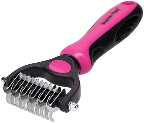 Maxpower Planet Pet Grooming Brush - Double Sided Undercoat Rake for Dogs & Cats, Extra Wide Brush to Reduce Shedding by 95% (Pink, S) by MaxpowerPlanet