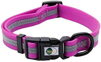 Nimble Reflective Waterproof Dog Collar Adjustable Odor Resistant Easy Clean Pet Collar for Small Medium Large Dogs Night Walking Outdoor Rainy Use (Small (9.45”-14.17”inches), Rose Purple) by NIMBLE