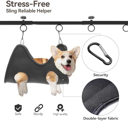 Pet Grooming Arm for Table, 42" H, 27-39" W with Hammock & 2 No-Sit Nooses - Image 3