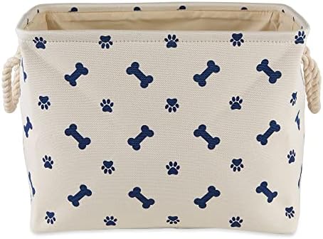 Bone Dry Pet Storage Collection Paw and Bone Print, Small Rectangle, 14x8x9", Nautical Blue - Image 3