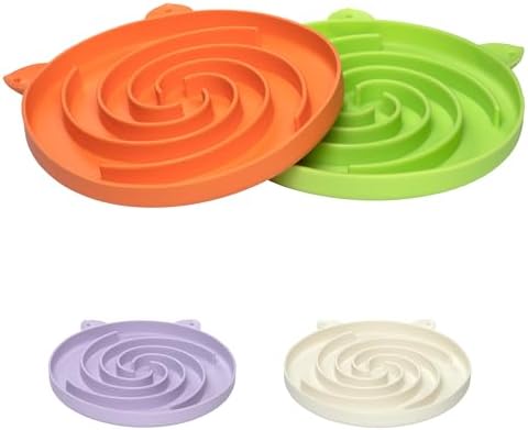 Bifeaw Slow Feeder Cat Bowl, Easy to Clean Silicone Bowl, Ideal for Dry and Wet Food (Orange and Cyan) by Bifeaw