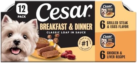 Cesar Classic Loaf Wet Dog Food, Breakfast & Dinner, 3.5 oz, 12 Count by Cesar