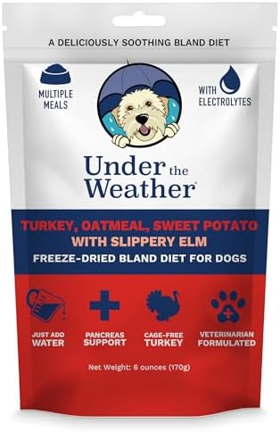 Under the Weather Bland Diet for Dogs | Easy to Digest Stomach Support for Sick Dogs | Contains Electrolytes, All Natural | 1 Pack - Turkey, Oatmeal, Sweet Potato & Slippery Elm - 6oz by UndertheWeather