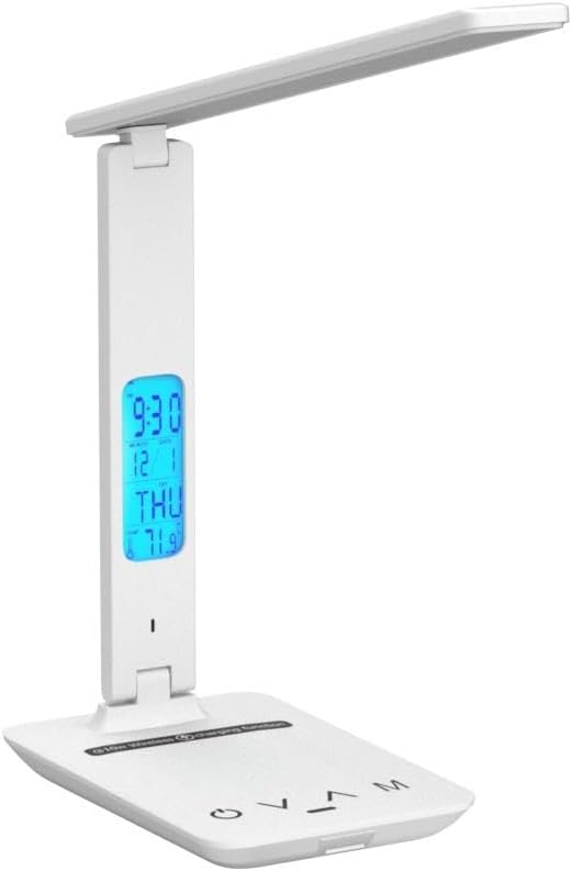 LAOPAO Desk Lamp with Wireless Charger: USB Charging Port, Table Lamp with Clock, Desk Lamps for Home Office College Dorm Room Essentials - Image 4
