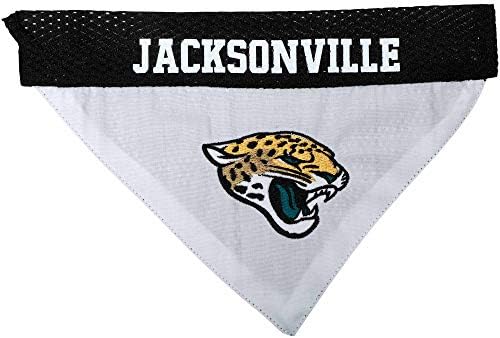 NFL DOG BANDANA - JACKSONVILLE JAGUARS REVERSIBLE PET BANDANA. 2 Sided Sports Bandana with a PREMIUM Embroidery TEAM LOGO, Large/X-Large. - 2 Sizes & 32 NFL Teams available - Image 2
