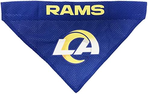 NFL DOG BANDANA - LOS ANGELES RAMS REVERSIBLE PET BANDANA. 2 Sided Sports Bandana with a PREMIUM Embroidery TEAM LOGO, Large/X-Large. - 2 Sizes & 32 NFL Teams available - Image 4