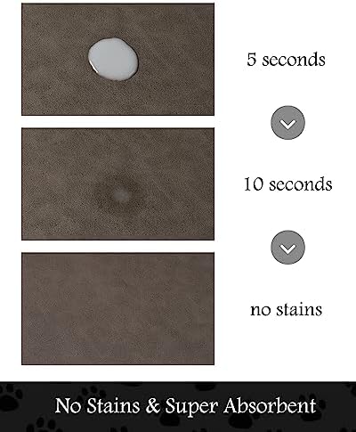Pet Feeding Mat-Absorbent Dog Mat for Food and Water Bowl-No Stains Quick Dry Water Dispenser Mat-Dog Accessories Pet Supplies-Bowl for Messy Drinkers（Brown,17"x28" - Image 2