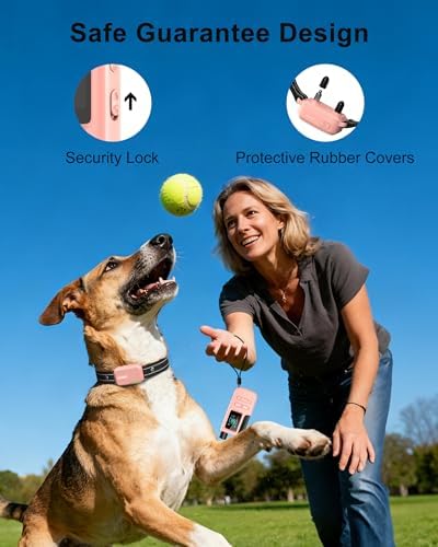 Dog Shock Collar - 4500FT Dog Training Collar with Remote, IPX8 Waterproof Electric Dog Collar with 4 Training Modes, Security Lock, Rechargeable eCollar for 10-120lbs Dogs(Pink) - Image 7