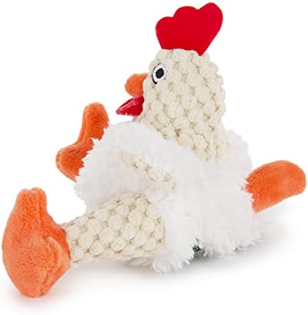 goDog Checkers Just For Me Fat Rooster Squeaky Plush Dog Toy, Chew Guard Technology - White, Mini - Image 2