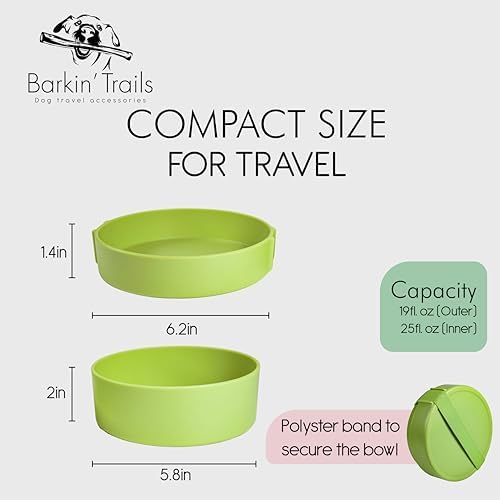 Barkin’ Trails Travel Dog Bowls, Portable Outdoor Water, BPA-Free, Food Grade Plastic Dog Travel Bowl, Camping Essentials & Container (Matcha) - Image 2