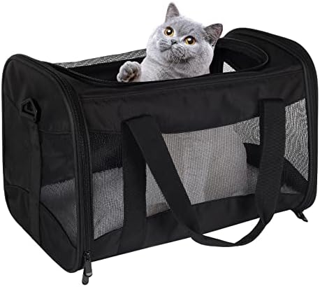 Cat Carrying Case - Pet Carrier Airline Approved, Protable and Breathable Pet Travel Carrier Removable Fleece Pad, Collapsible Cat Carrier Dog Carrier for Medium Cats Small Cats Dogs (X-Large, Black) by home