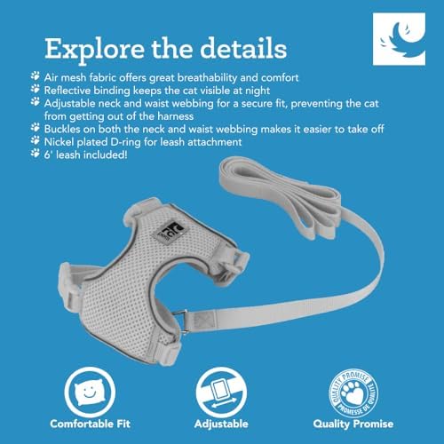 RC Pets Adventure Kitty Cat Harness | Adjustable Airmesh Vest with D-Ring and 6ft Leash for Walking and Travel | Lil Heart, Large - Image 2