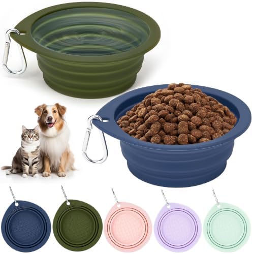 2 Pack Collapsible Dog Bowls,Portable Silicone Pet Travel Bowls by SONLUK
