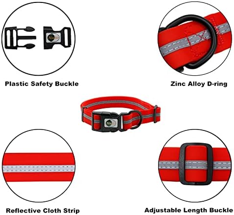Nimble Reflective Waterproof Dog Collar Adjustable Odor Resistant Easy Clean Pet Collar for Small Medium Large Dogs Night Walking Outdoor Rainy Use (Large (15.35”-24.8”inches), Candy Red) - Image 5