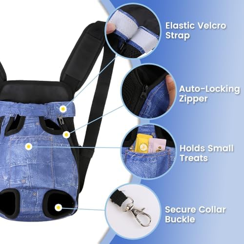 Mosago Dog Backpack Carrier, Front Chest Carrier for Small Dogs, Blue, M - Image 5
