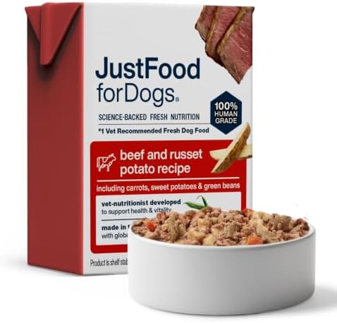 JustFoodForDogs Pantry Fresh Wet Dog Food, Complete Meal or Dog Food Topper, Beef & Potato Human Grade Dog Food Recipe - 12.5 oz (Pack of 12) by JustFoodForDogs