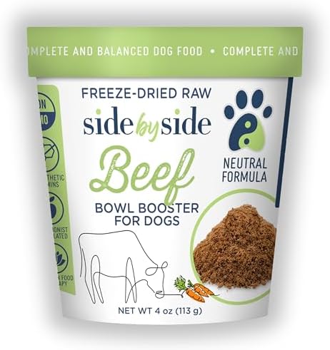 Side by Side Beef Bowl Booster - Neutral Freeze-Dried Dog Food Topper for All Breeds - Made with Nutrients & Whole Raw Foods Toppers for Dogs - No Artificial Additives or Fillers (4 oz., 2-Pack) by SideBySidePet