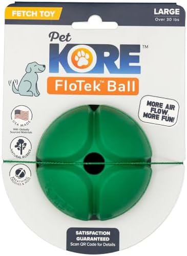 PetKORE 3.25" FloTek Ball - Large Green Rubber Dog Toy - High Bounce by PetKORE
