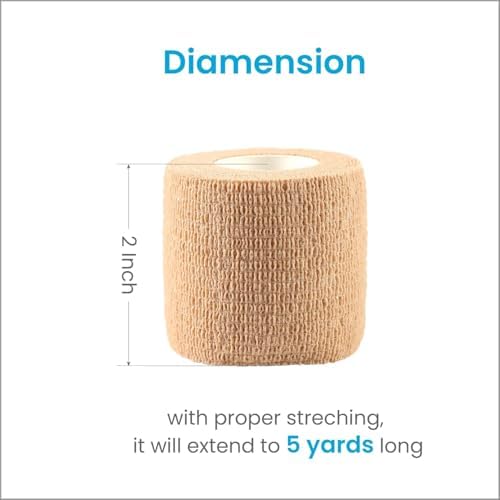 WePet Pet Wrap, Self-Adhesive, Only Sticks to Itself, Non-Woven Tape for Dog Legs, Paws, Wounds, First Aid Cohesive Gauze for Horse, Cat, Bird, Animal, 6 Rolls, 2 Inch, Solid Color - Image 3